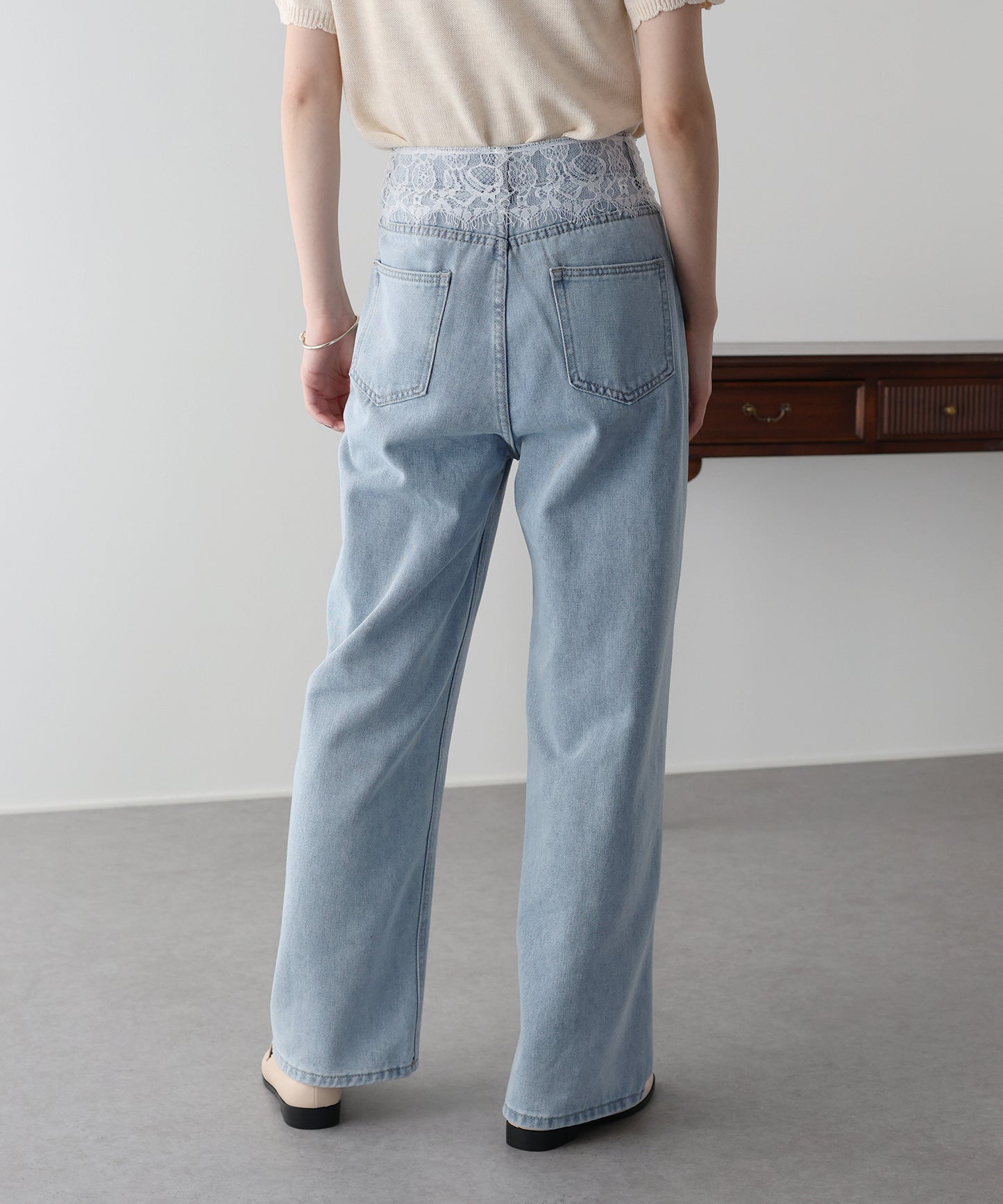 【早割5％OFF】ウエストレースデニムパンツ