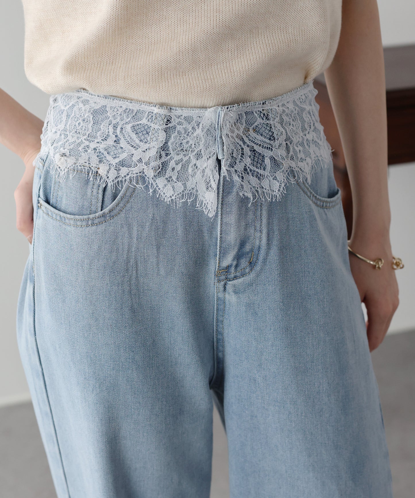 【早割5％OFF】ウエストレースデニムパンツ