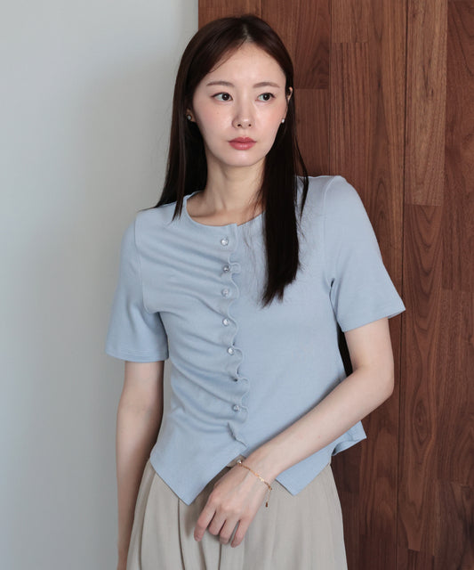 【早割5％OFF】フロントギャザーリブカットソー【メール便】