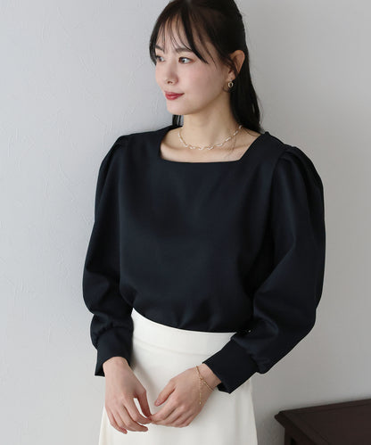 【SALE】長袖タックパフスリーブブラウス【ネコポス】