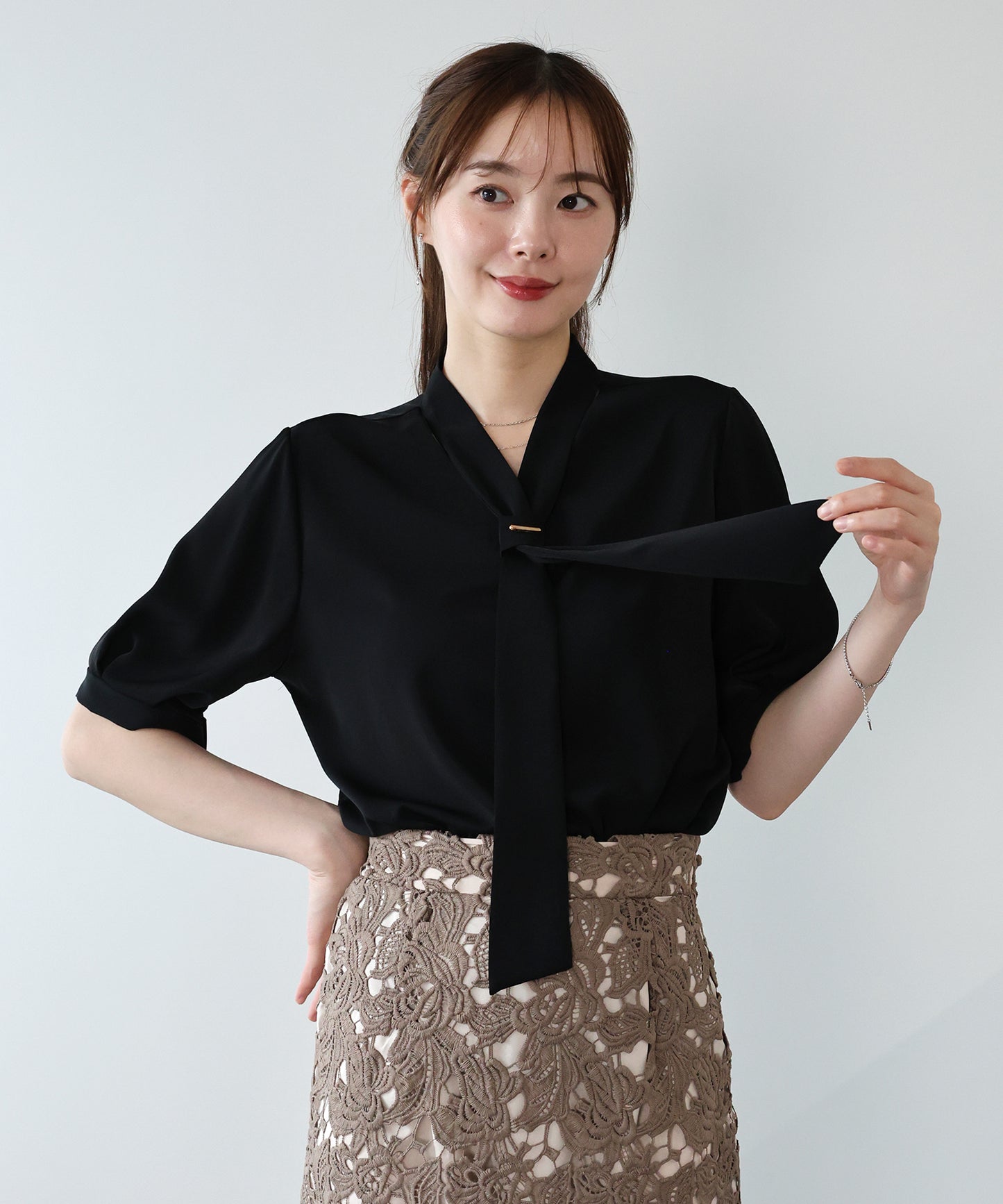 【早割5％OFF】メタルバーボウタイブラウス【メール便】