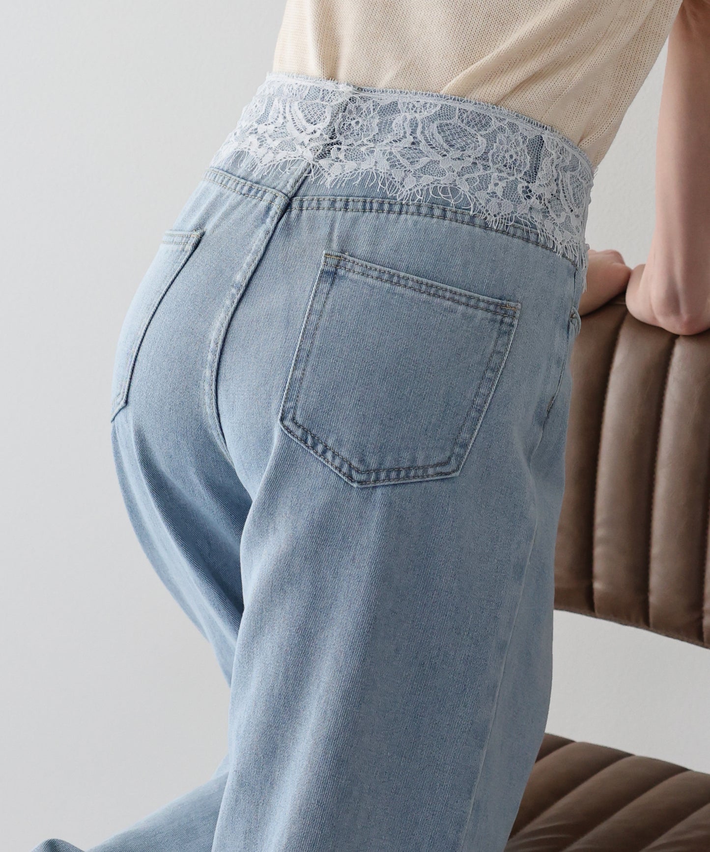 【早割5％OFF】ウエストレースデニムパンツ