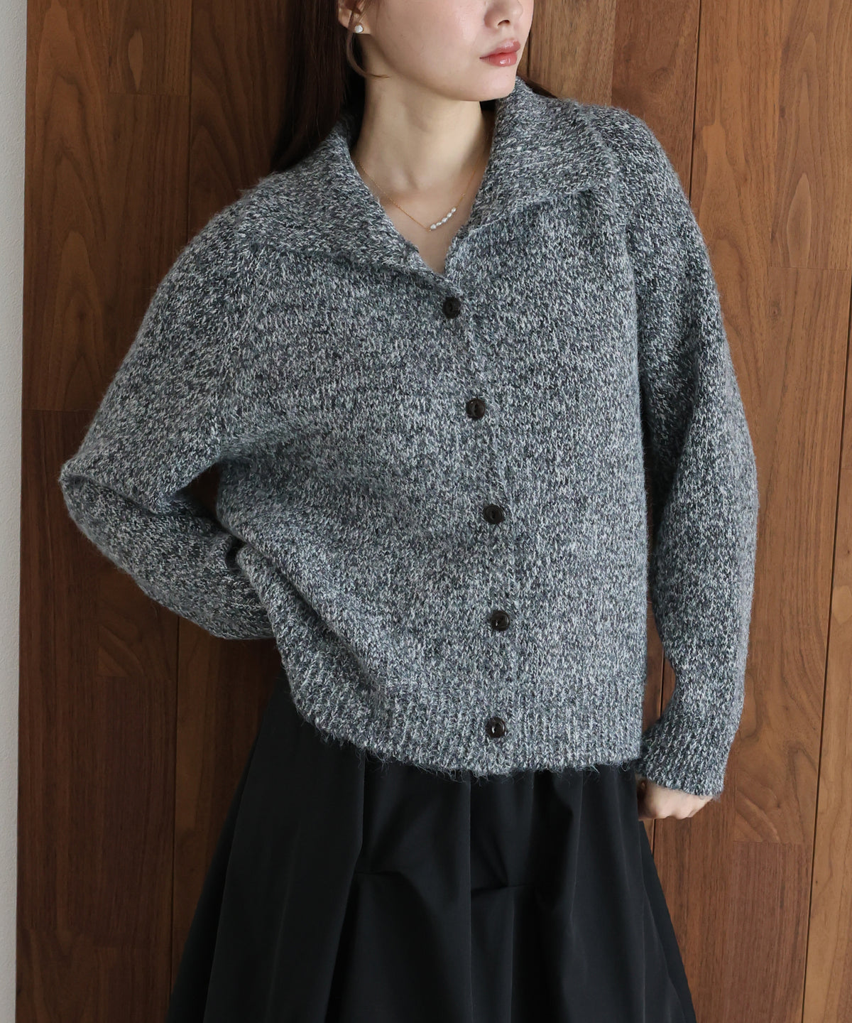 【早割5％OFF】メランジハイネックカーディガン