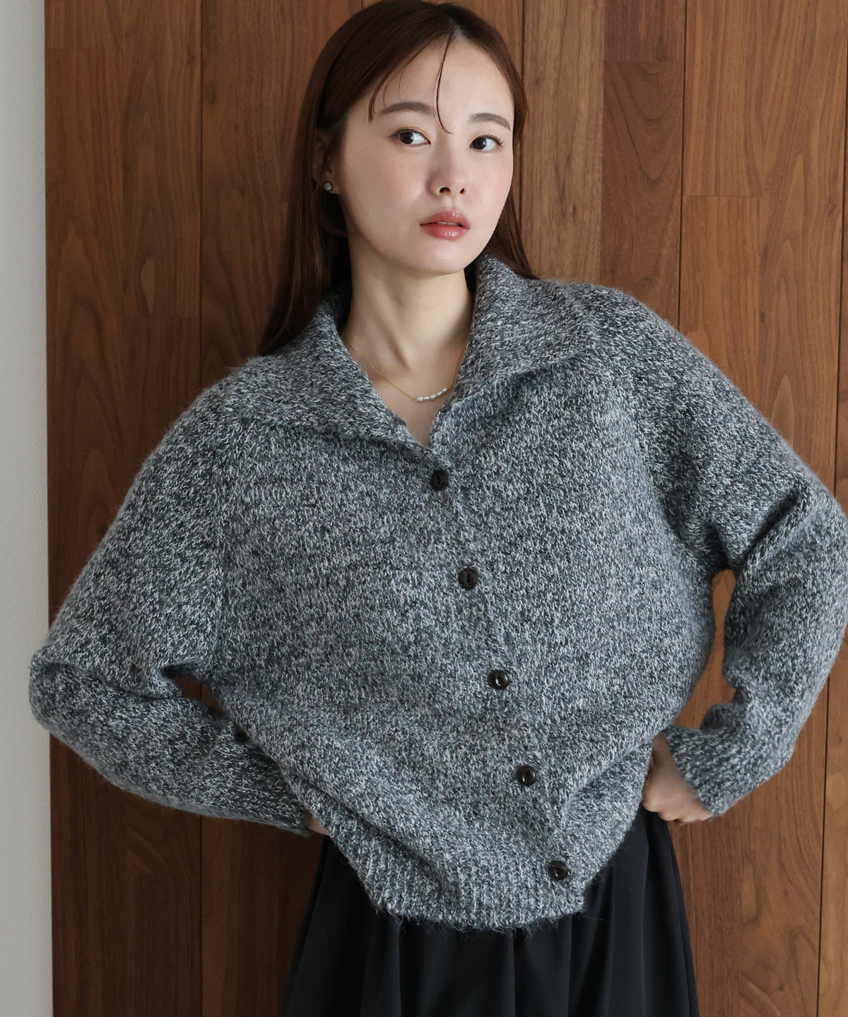 【早割5％OFF】メランジハイネックカーディガン