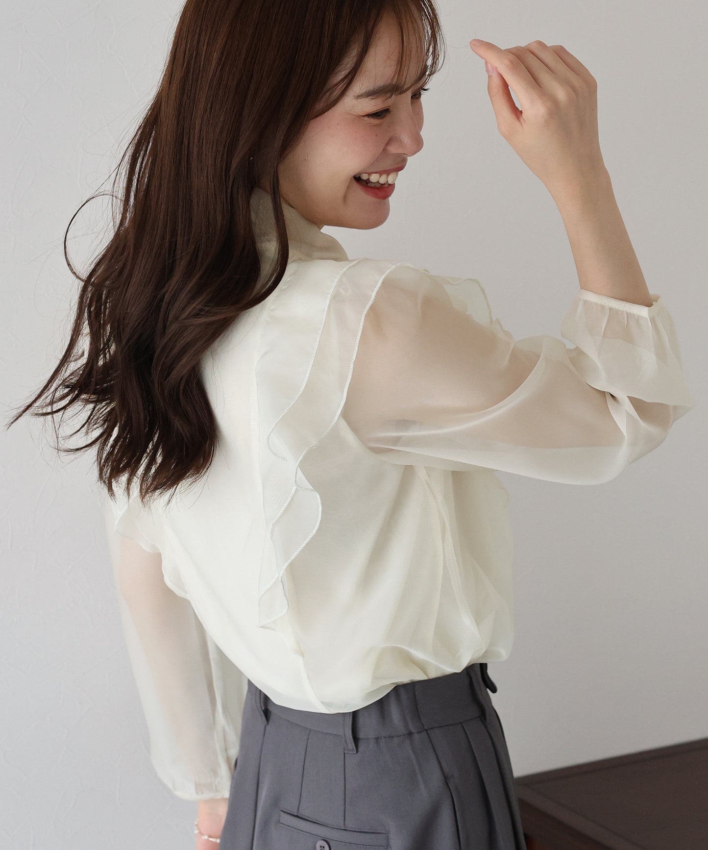 【早割5％OFF】フリルリボンブラウス【ネコポス】
