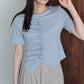 【早割5％OFF】フロントギャザーリブカットソー【メール便】