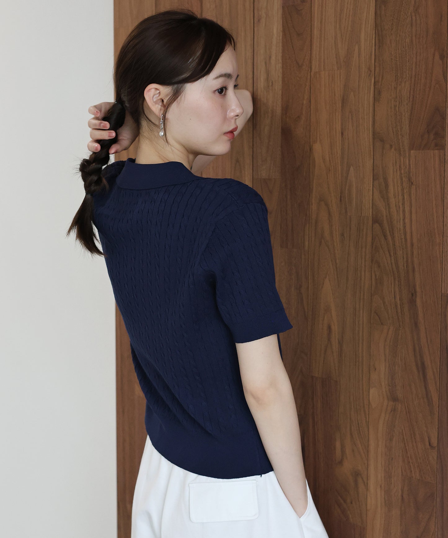 【早割5％OFF】ゴールドボタンケーブルサマーニットカーディガン