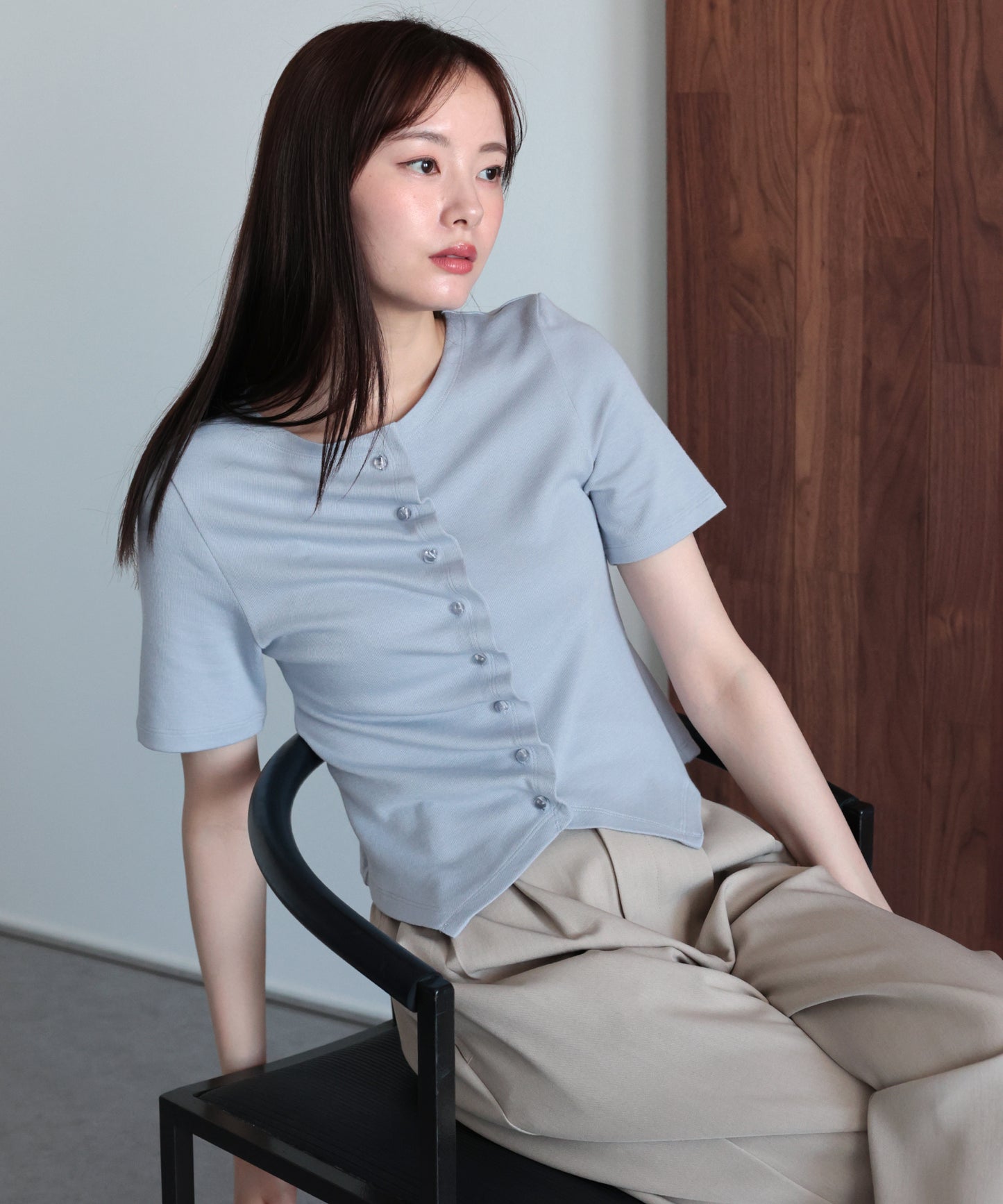 フロントギャザーリブカットソー【メール便】