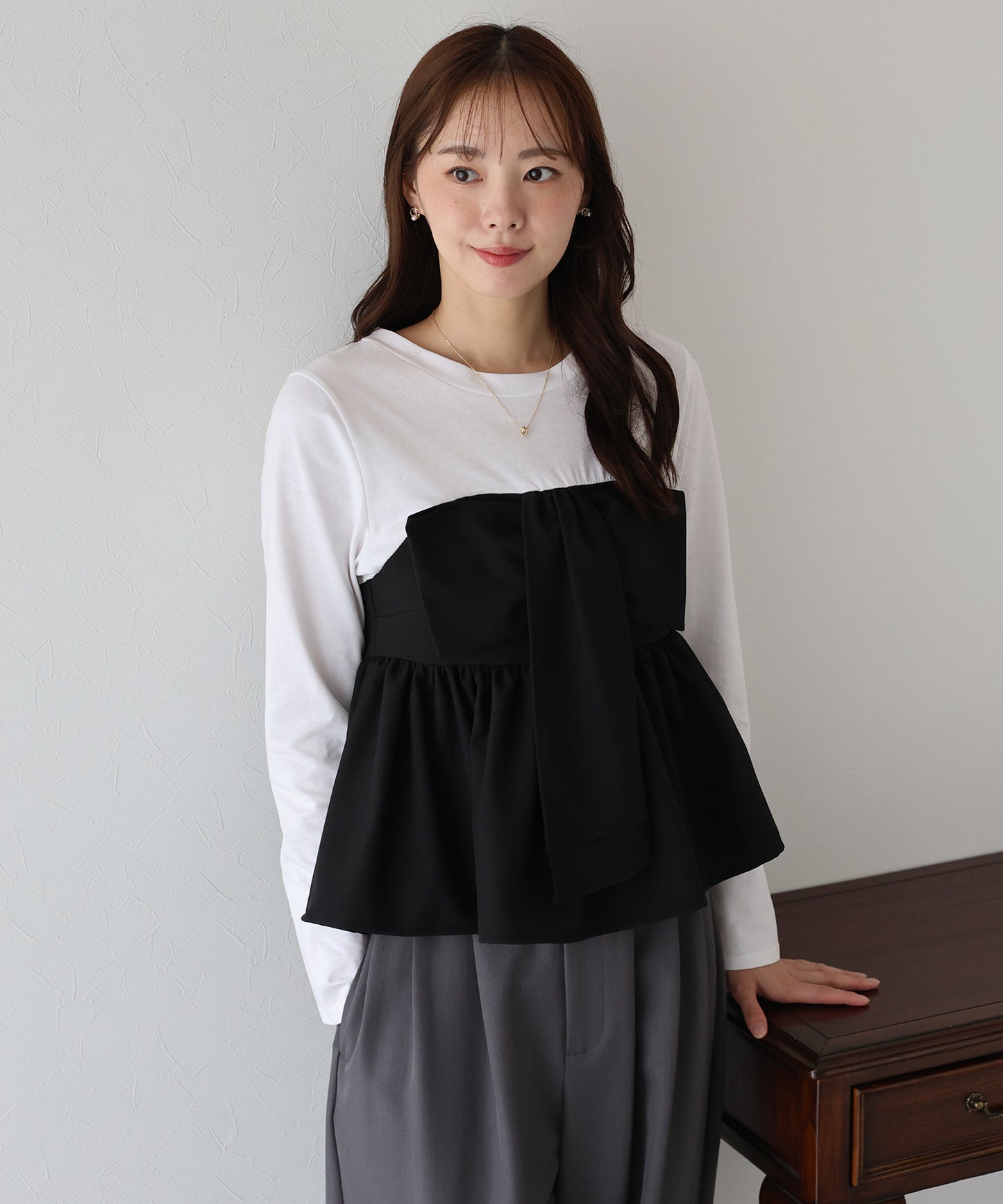 【早割5％OFF】リボンビスチェドッキングＴシャツ【ネコポス】