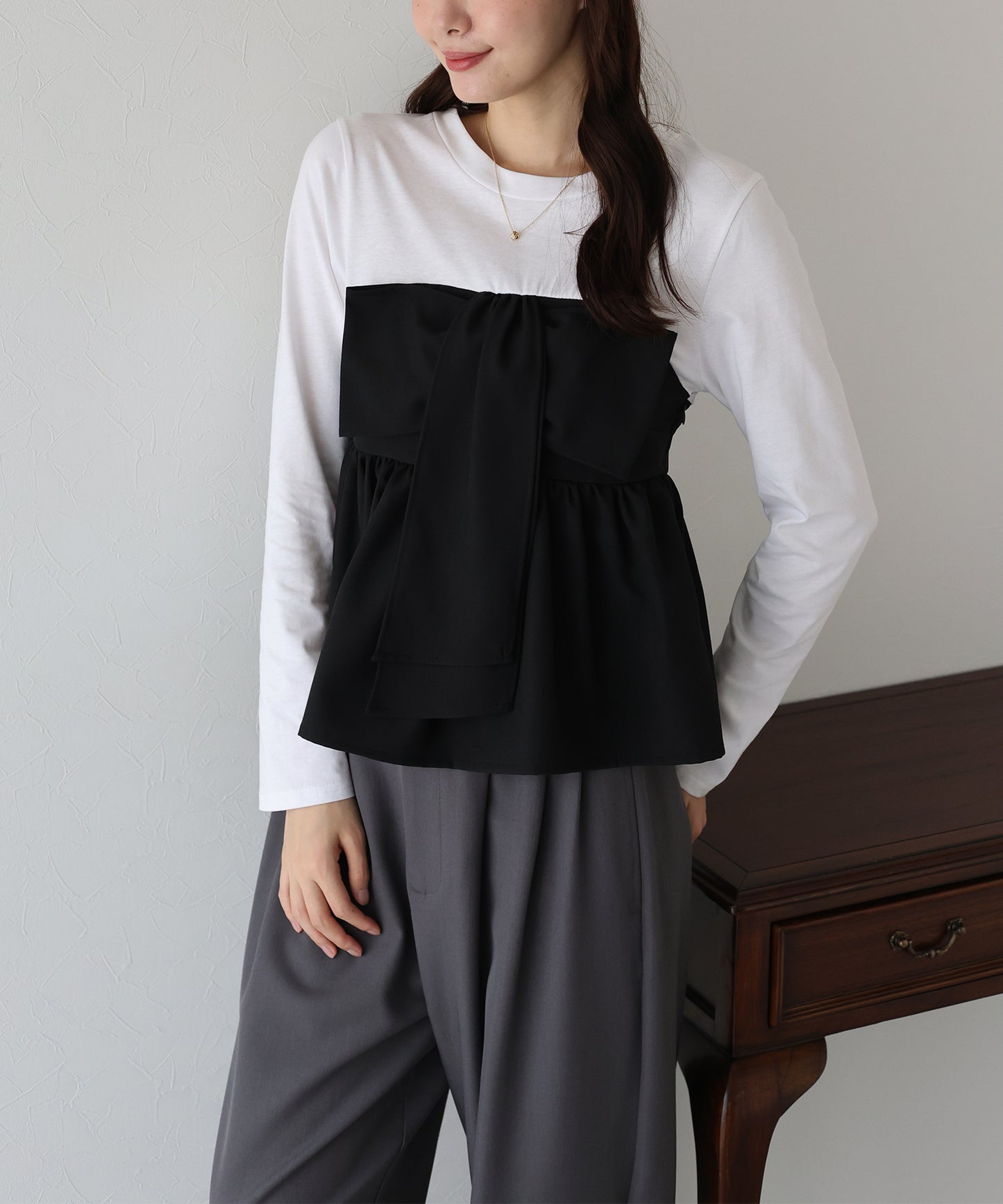 【早割5％OFF】リボンビスチェドッキングＴシャツ【ネコポス】