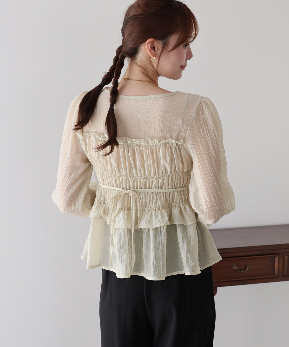 シアーペプラムブラウス【メール便】