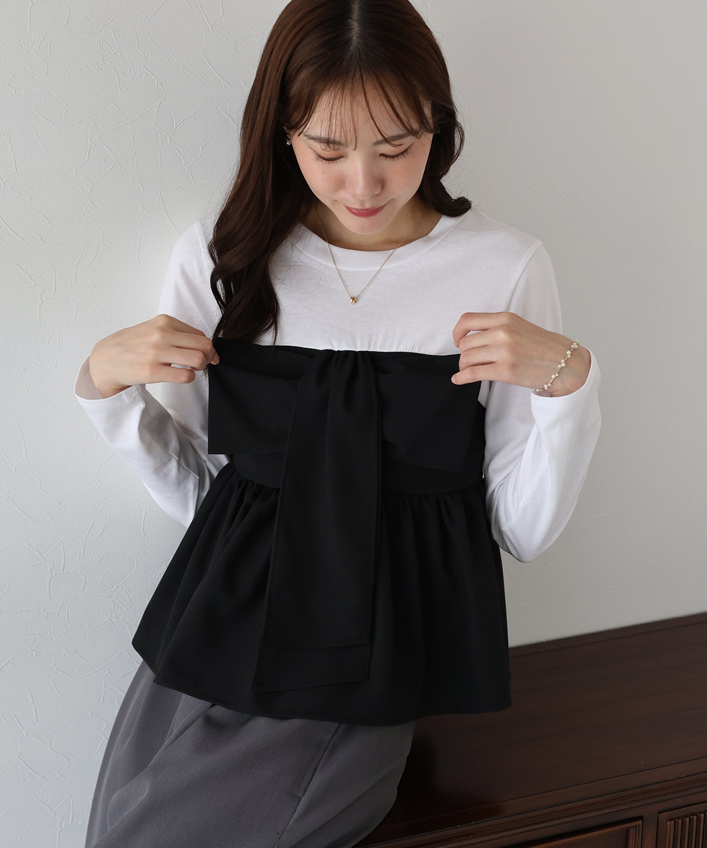 【早割5％OFF】リボンビスチェドッキングＴシャツ【ネコポス】