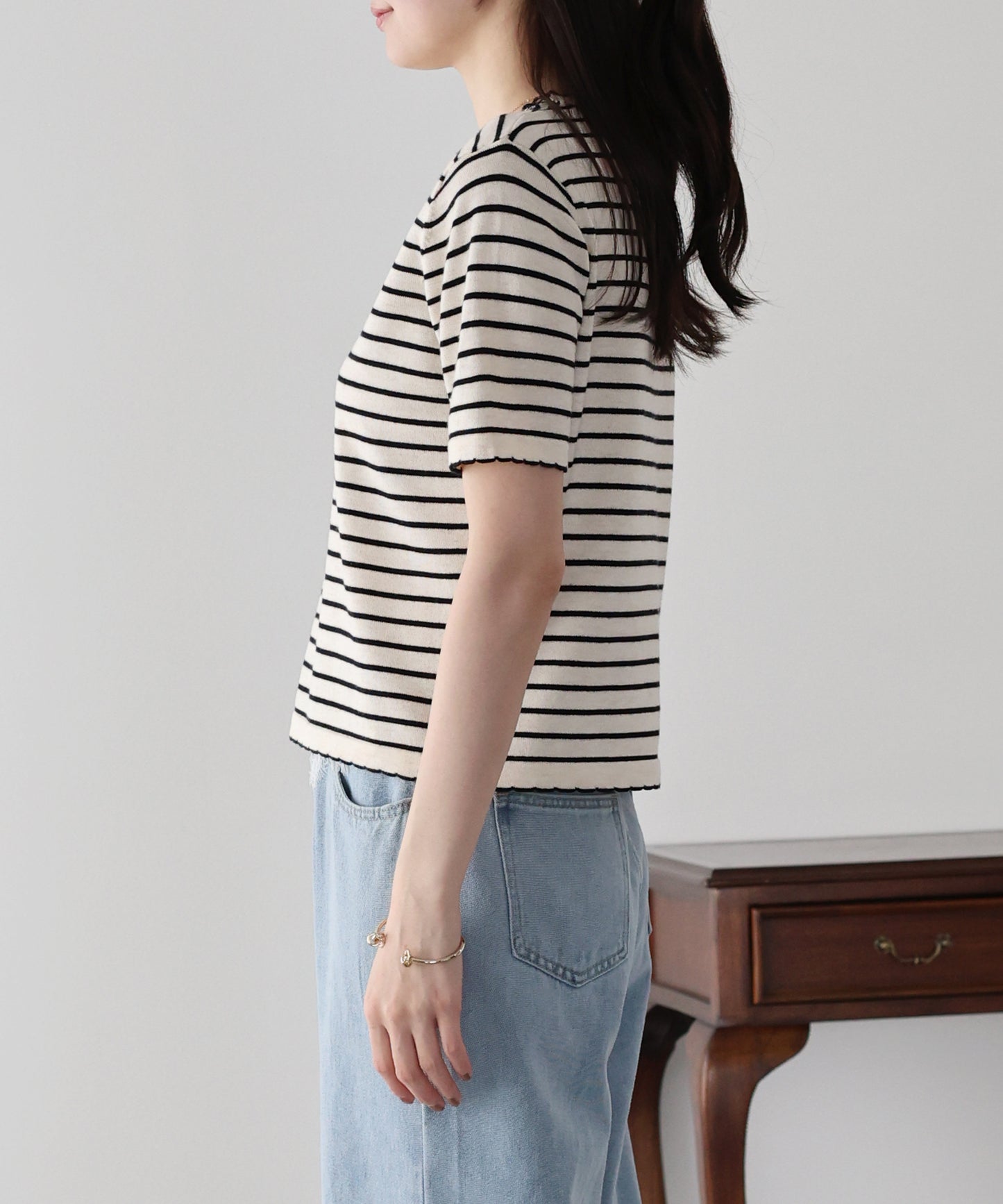 【SALE】レースリボンボーダーニット