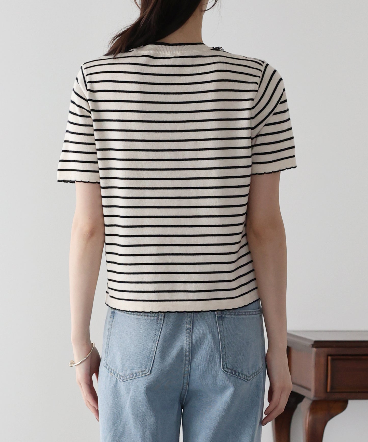 【SALE】レースリボンボーダーニット