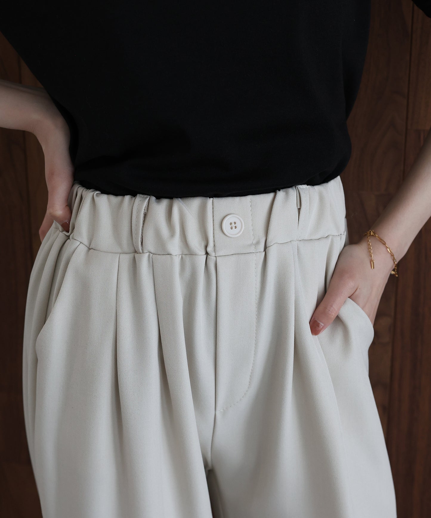 【早割5％OFF】ウエストゴムタックスラックス