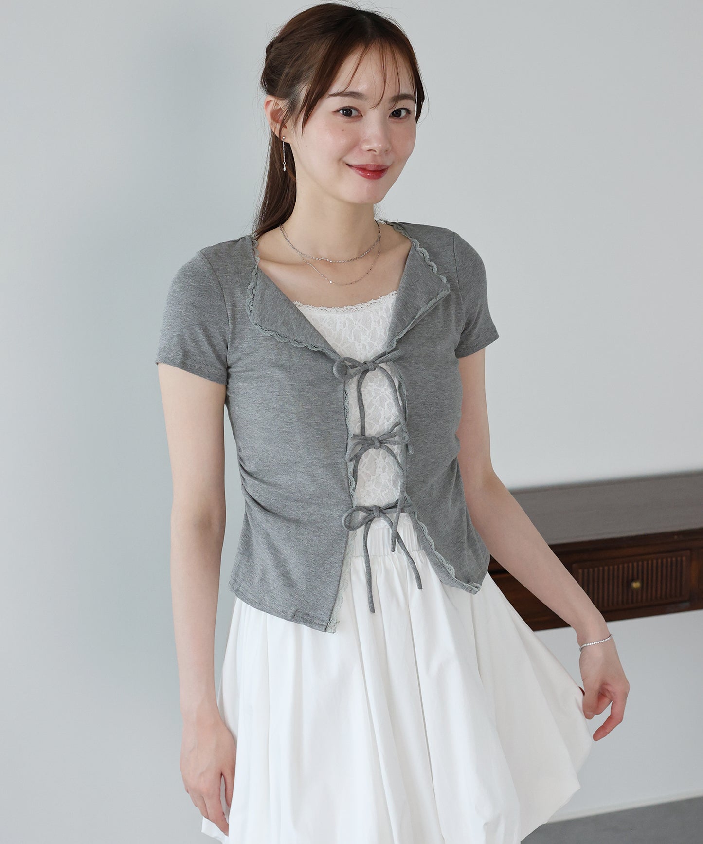 【早割5％OFF】トリムレースリボンカットソー【メール便】