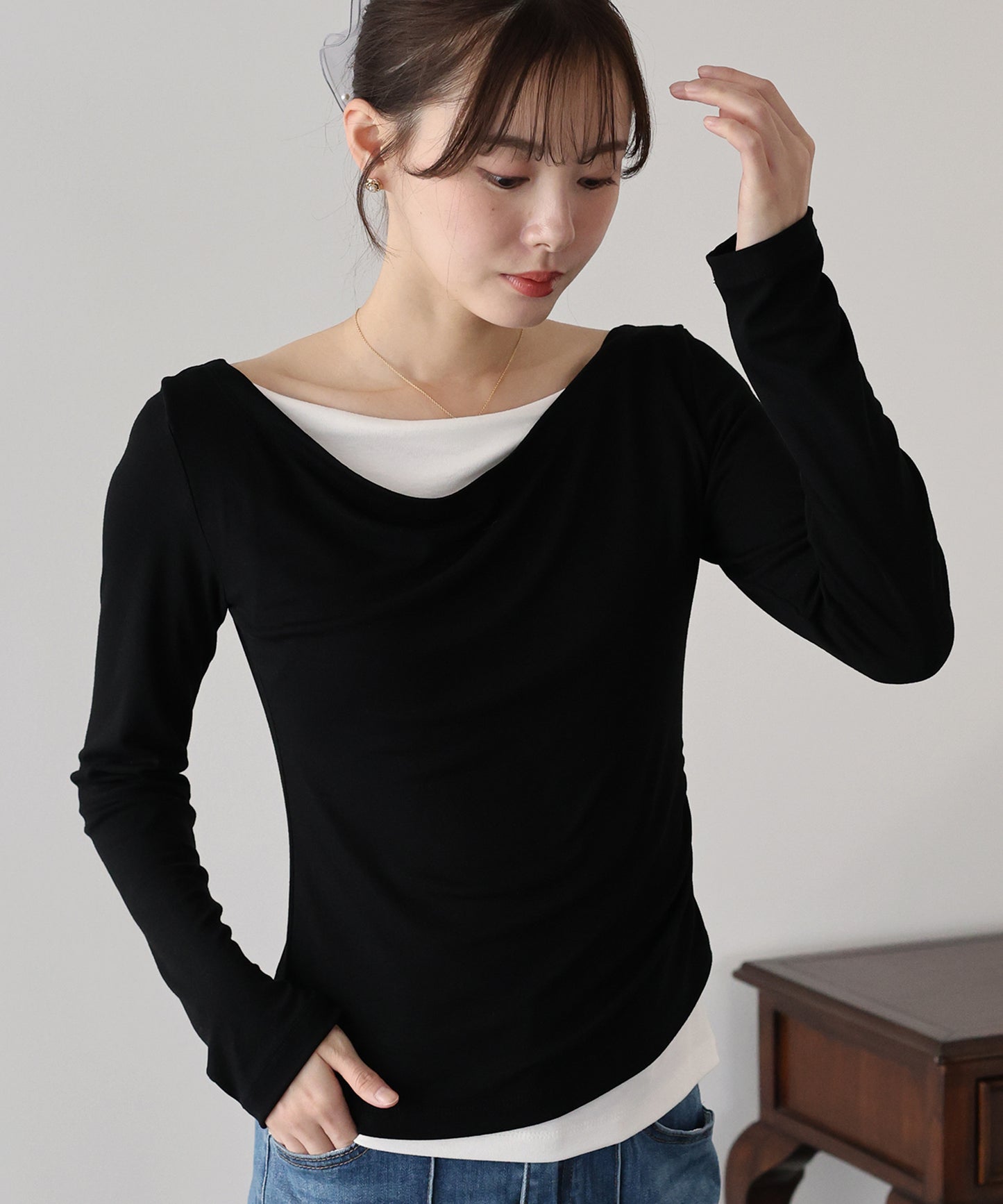 【早割5％OFF】ドレープレイヤードトップス【ネコポス】