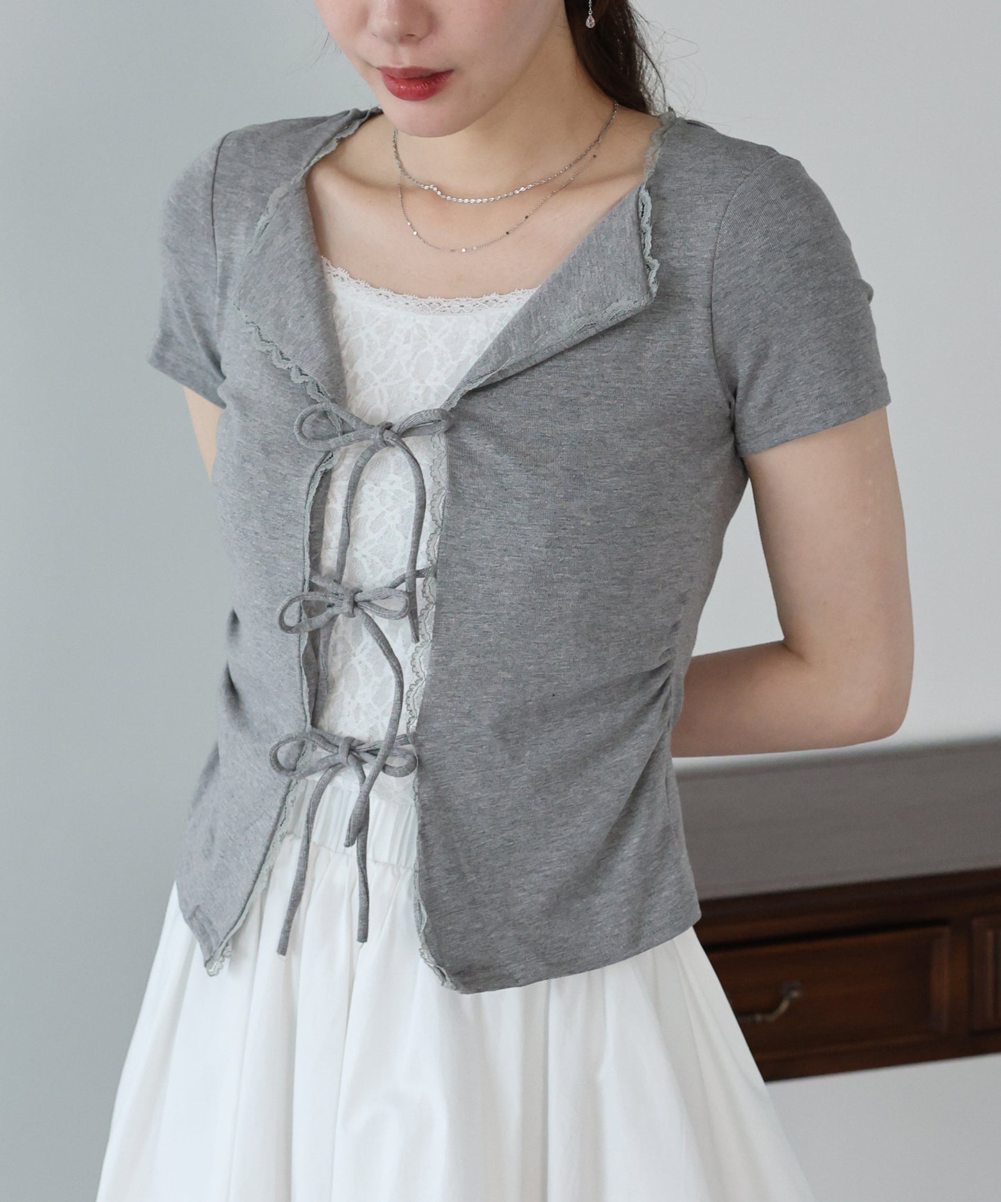 【早割5％OFF】トリムレースリボンカットソー【メール便】