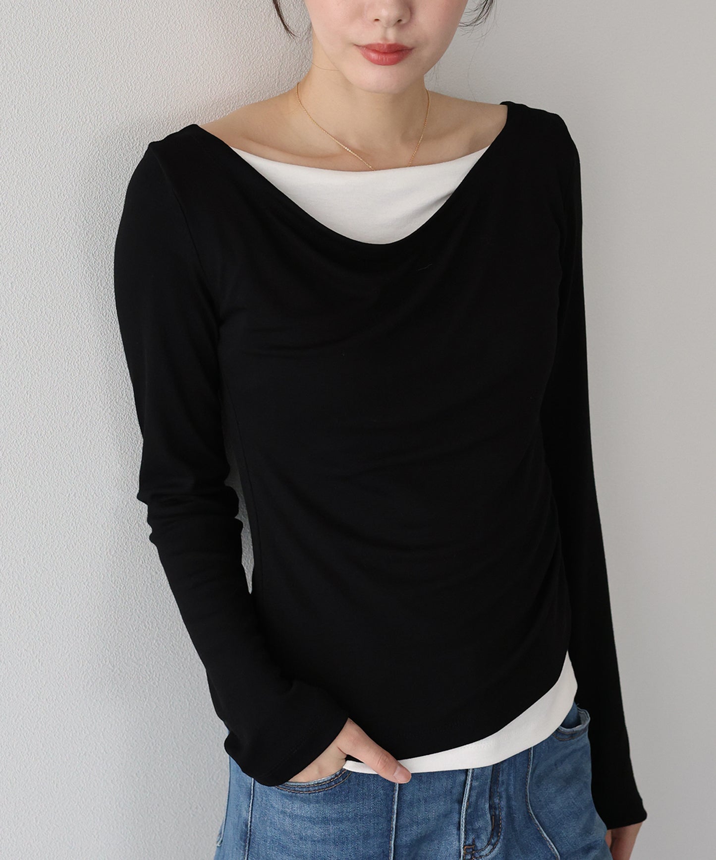 【早割5％OFF】ドレープレイヤードトップス【ネコポス】