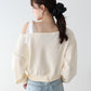 レースリボンオフショルスウェット