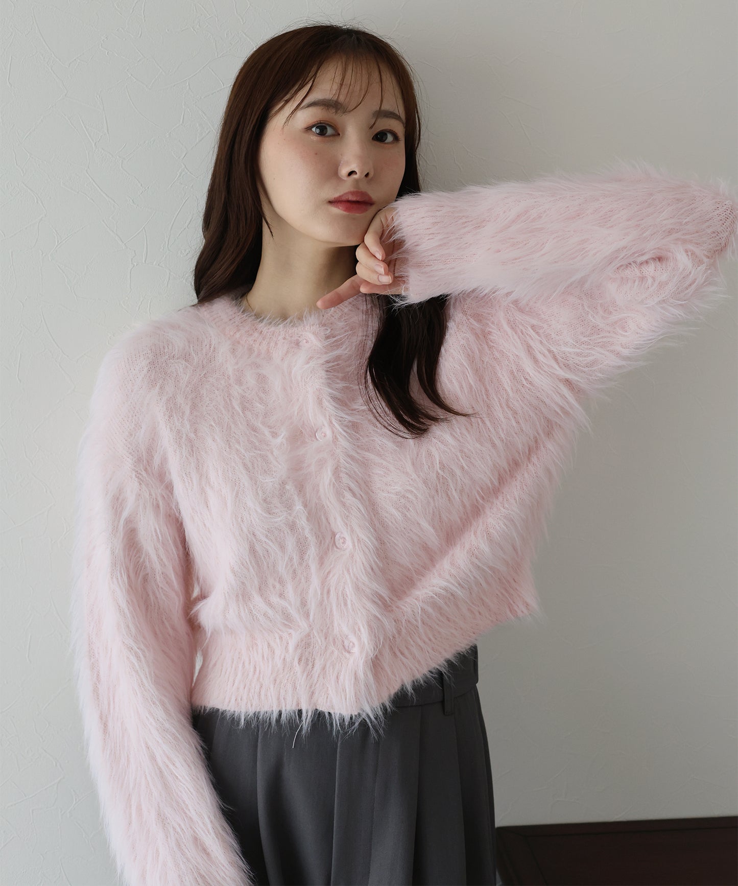 【TIME SALE】シャギーニットショートカーディガン