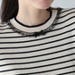 【SALE】レースリボンボーダーニット