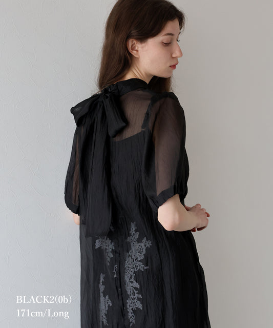 【TIME SALE】インナー付きバックリボンジャガードドレス