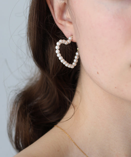 ハートフープパールピアス【ネコポス】