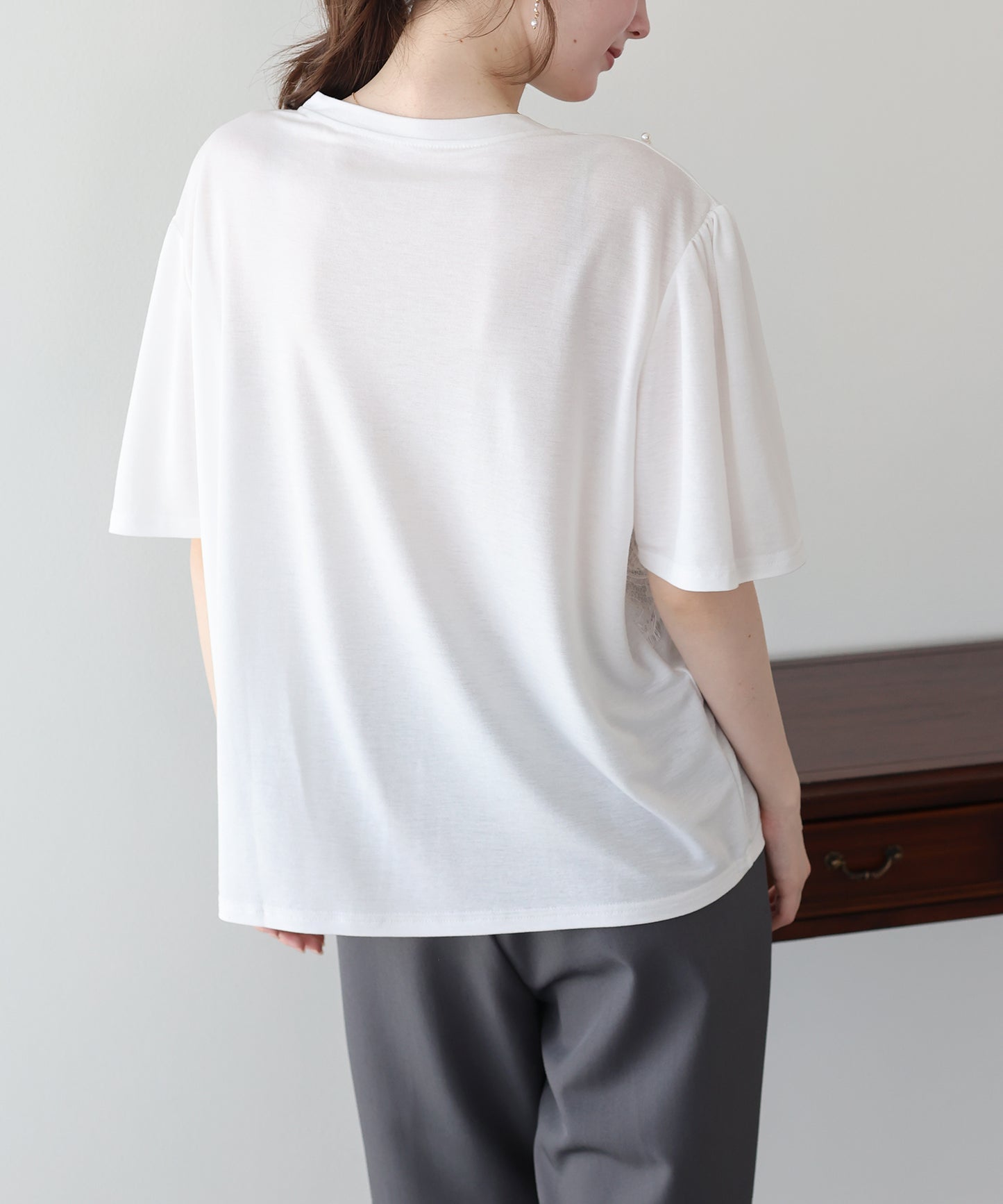 パール付きレースドッキングロゴTシャツ【メール便】