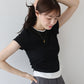 【TIME SALE】サイドシャーリングレイヤードTシャツ【ネコポス】