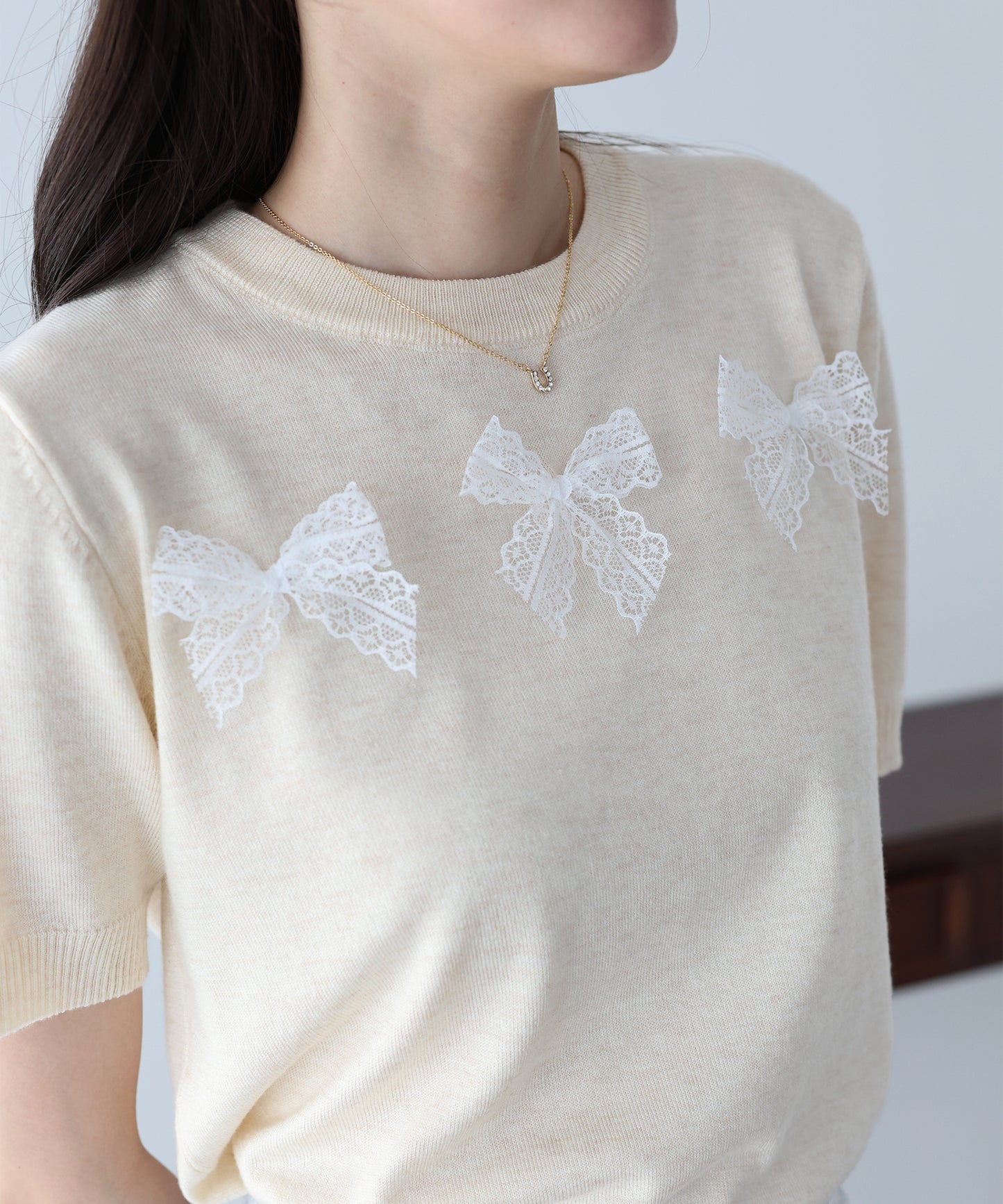 【早割5％OFF】レースリボンニット