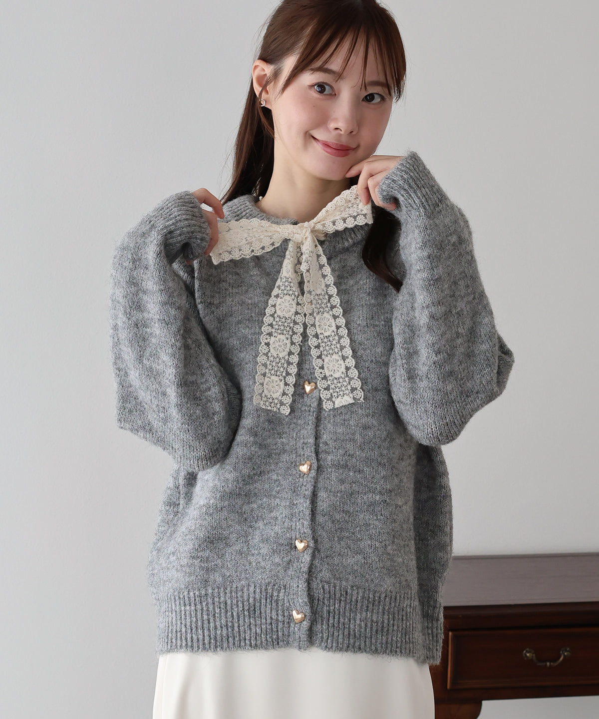 【早割5％OFF】レースリボンカーディガン