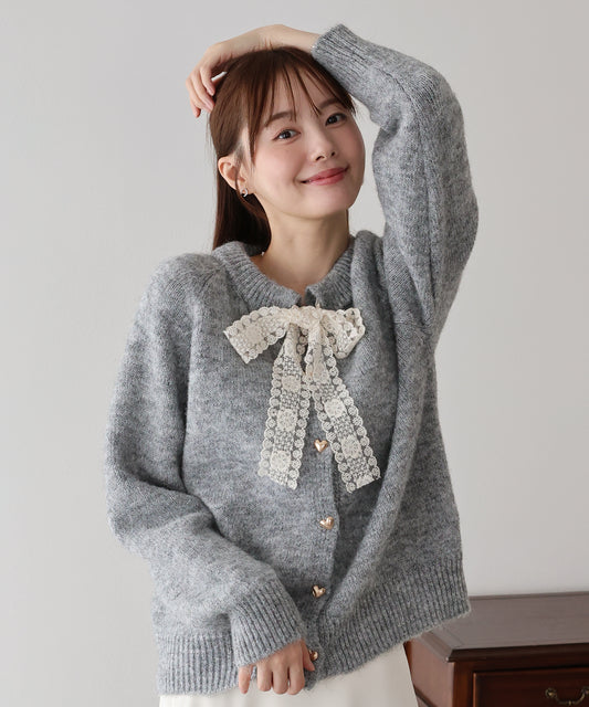 【早割5％OFF】レースリボンカーディガン