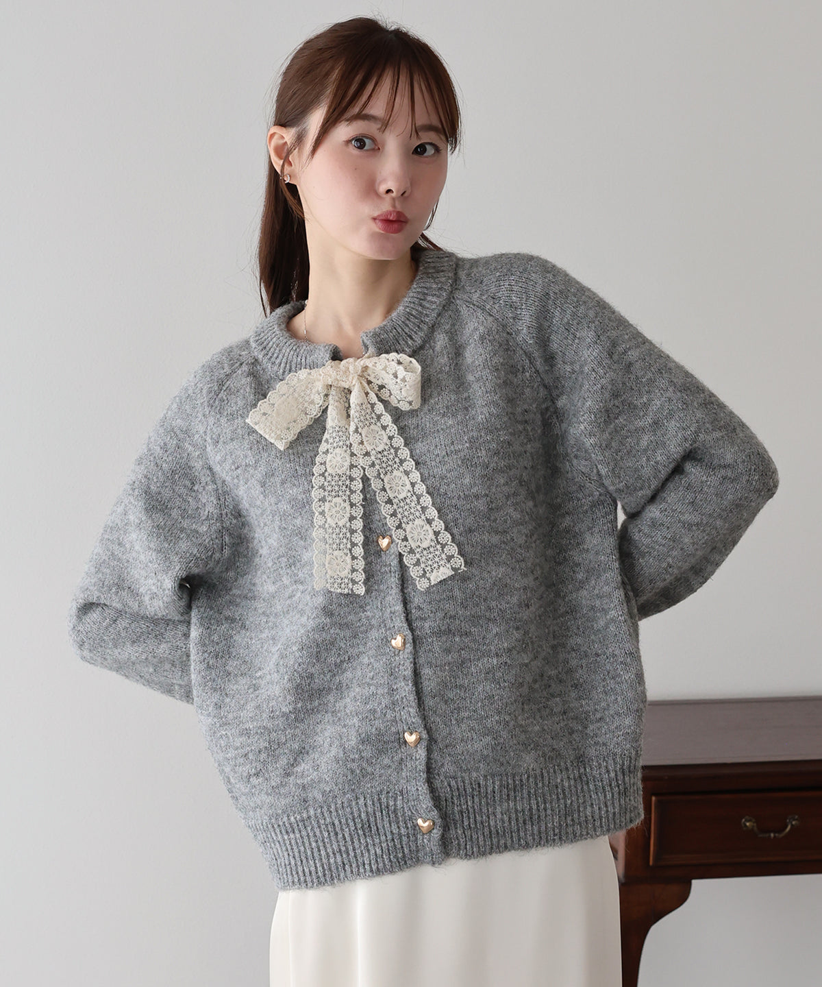 【早割5％OFF】レースリボンカーディガン