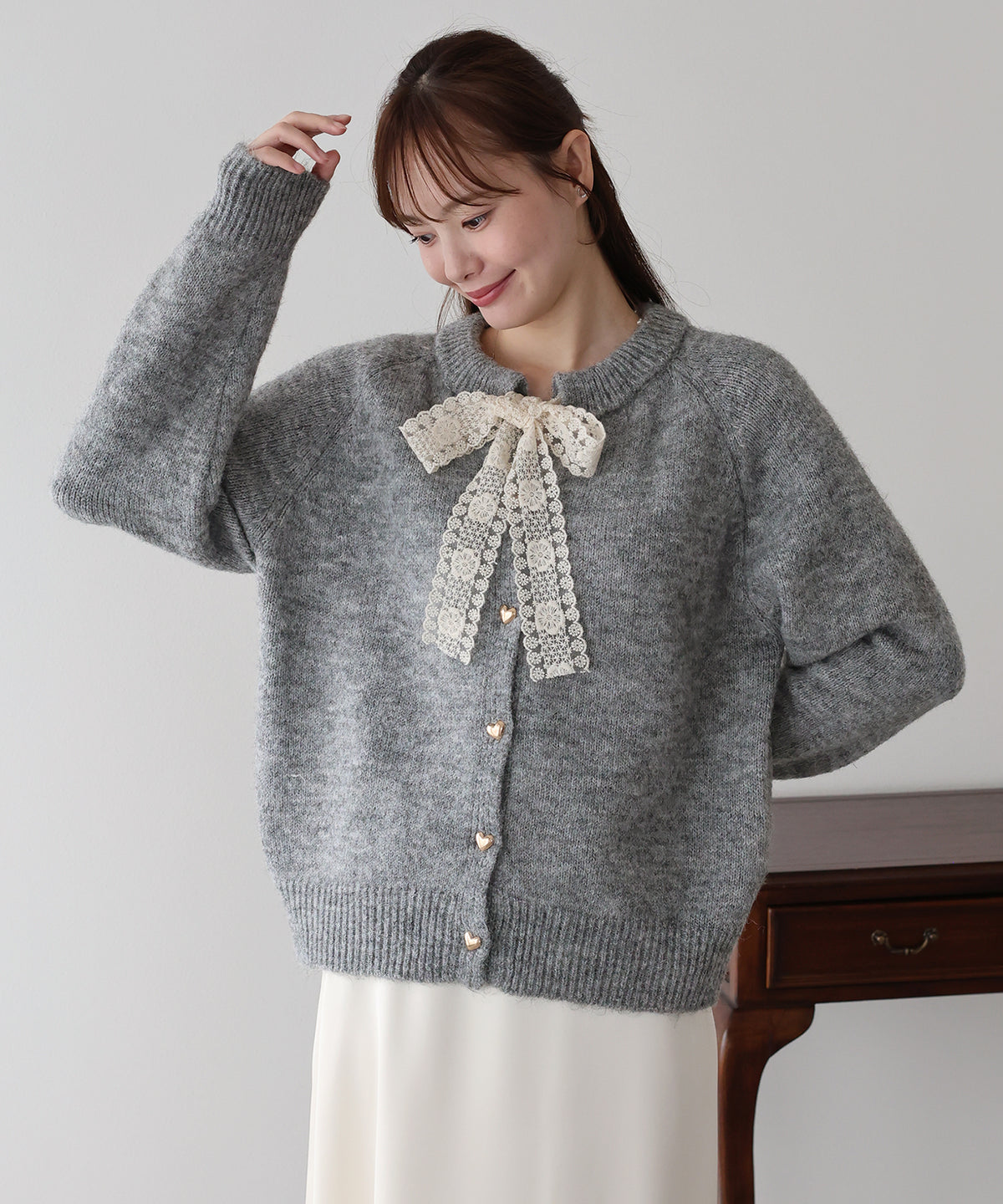 【早割5％OFF】レースリボンカーディガン