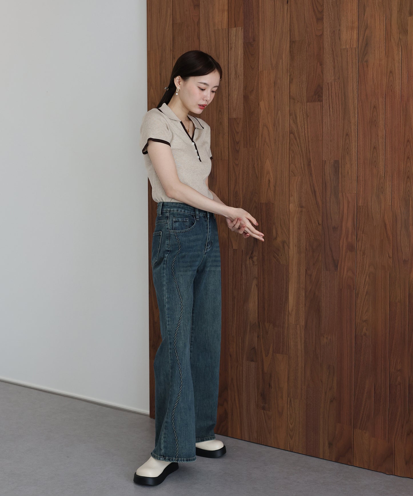 【早割5％OFF】バイカラースキッパーニット