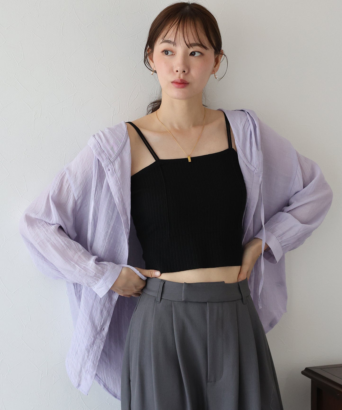 【TIME SALE】フード付きシアーシャツ【ネコポス】