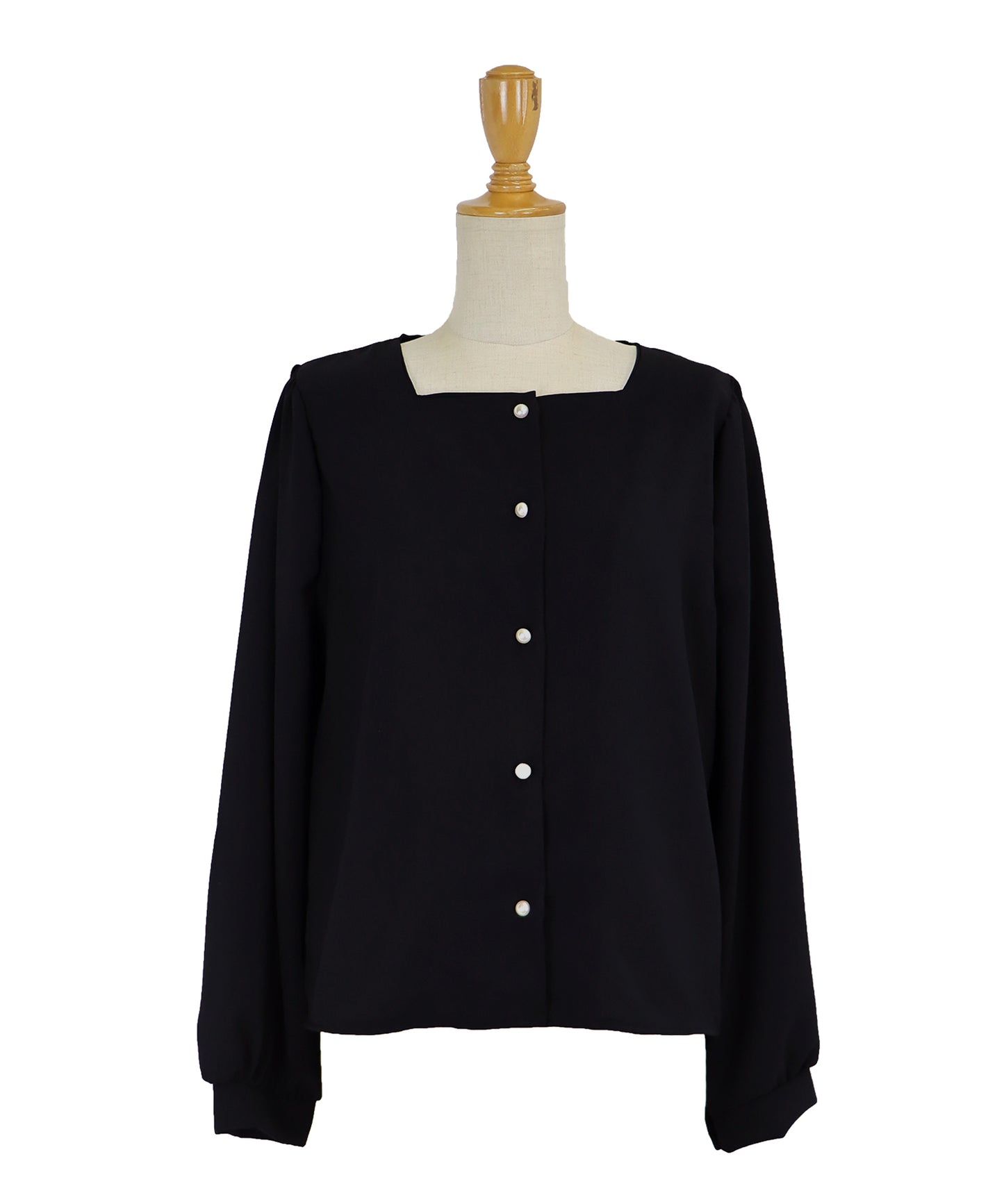 スクエアネックパールボタンブラウス【ネコポス】