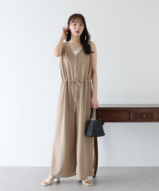 【SALE】Vネックオールインワン