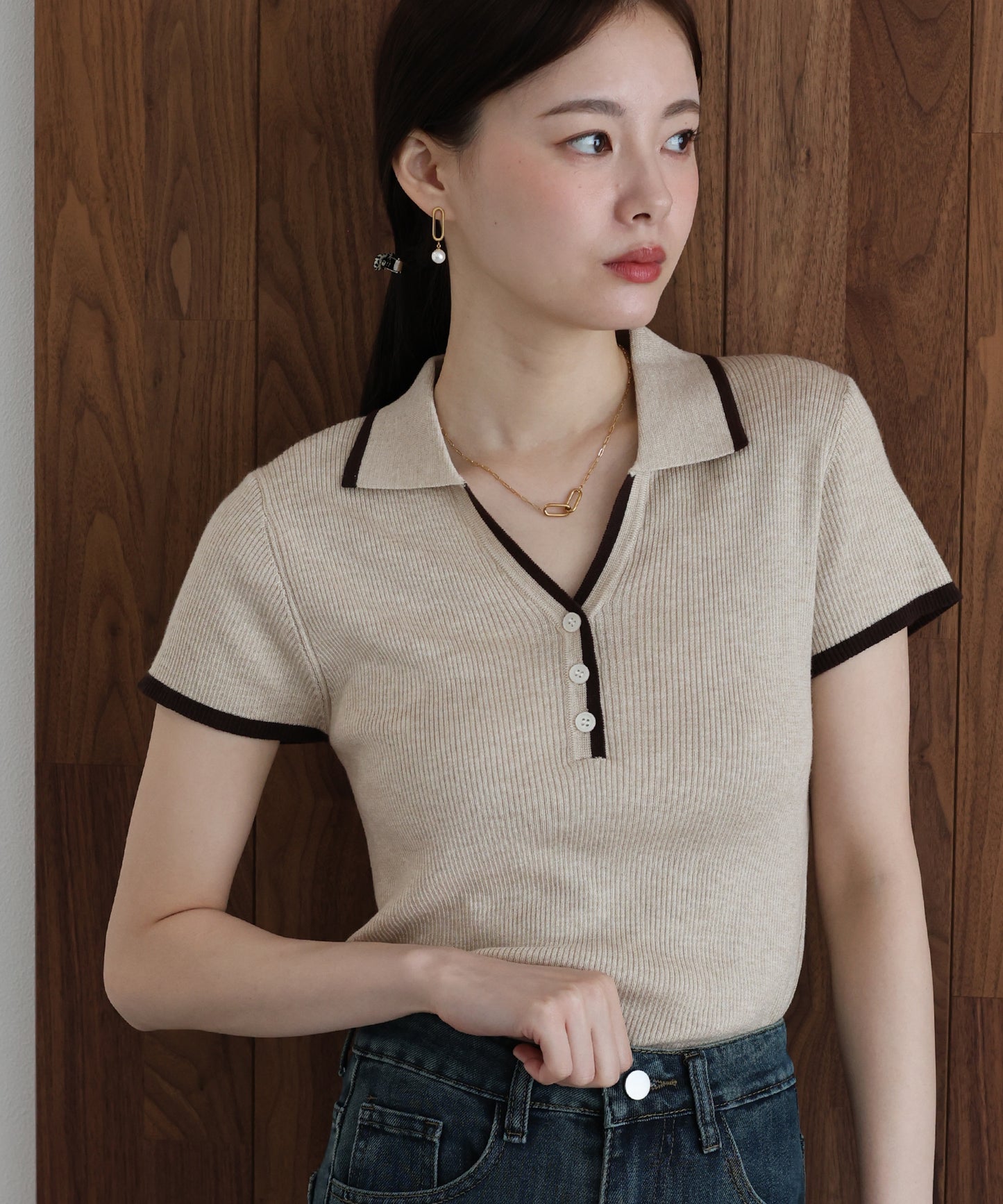 【早割5％OFF】バイカラースキッパーニット