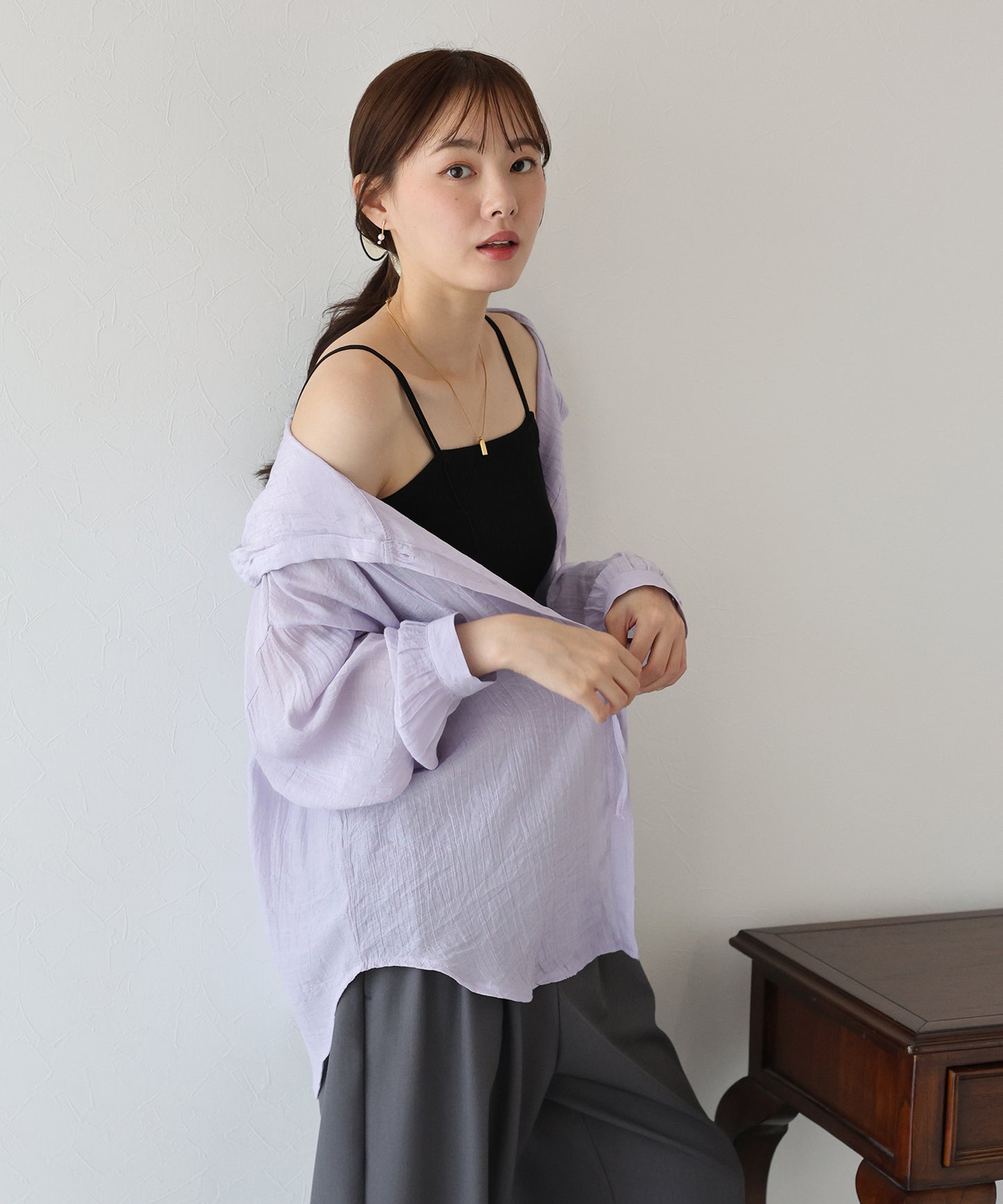 【TIME SALE】フード付きシアーシャツ【ネコポス】