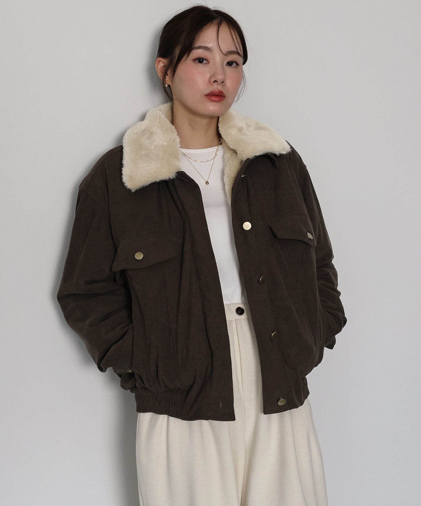 【早割5％OFF】ボア襟付きコーデュロイブルゾン