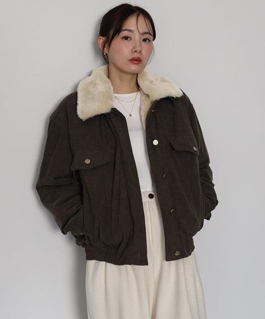 【早割5％OFF】ボア襟付きコーデュロイブルゾン