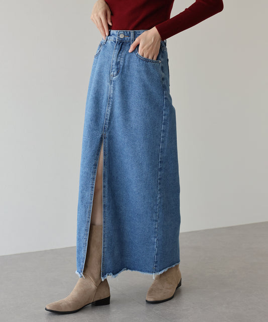 【TIME SALE】センタースリットハイウエストデニムスカート