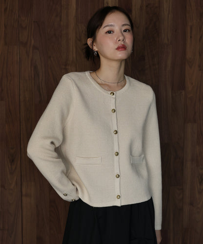 【早割5％OFF】ゴールドボタンラメニットジャケット