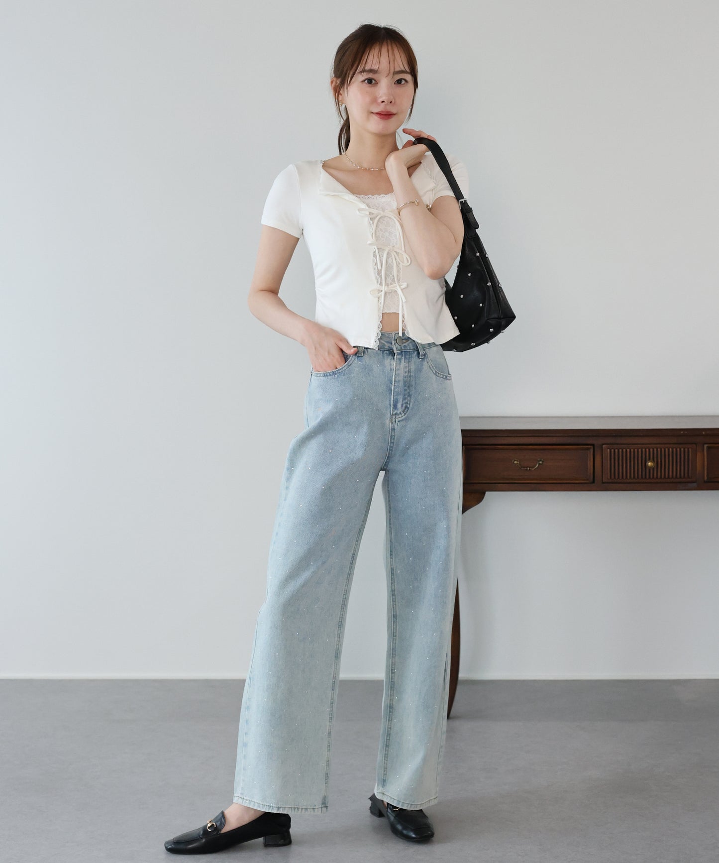【早割5％OFF】トリムレースリボンカットソー【メール便】