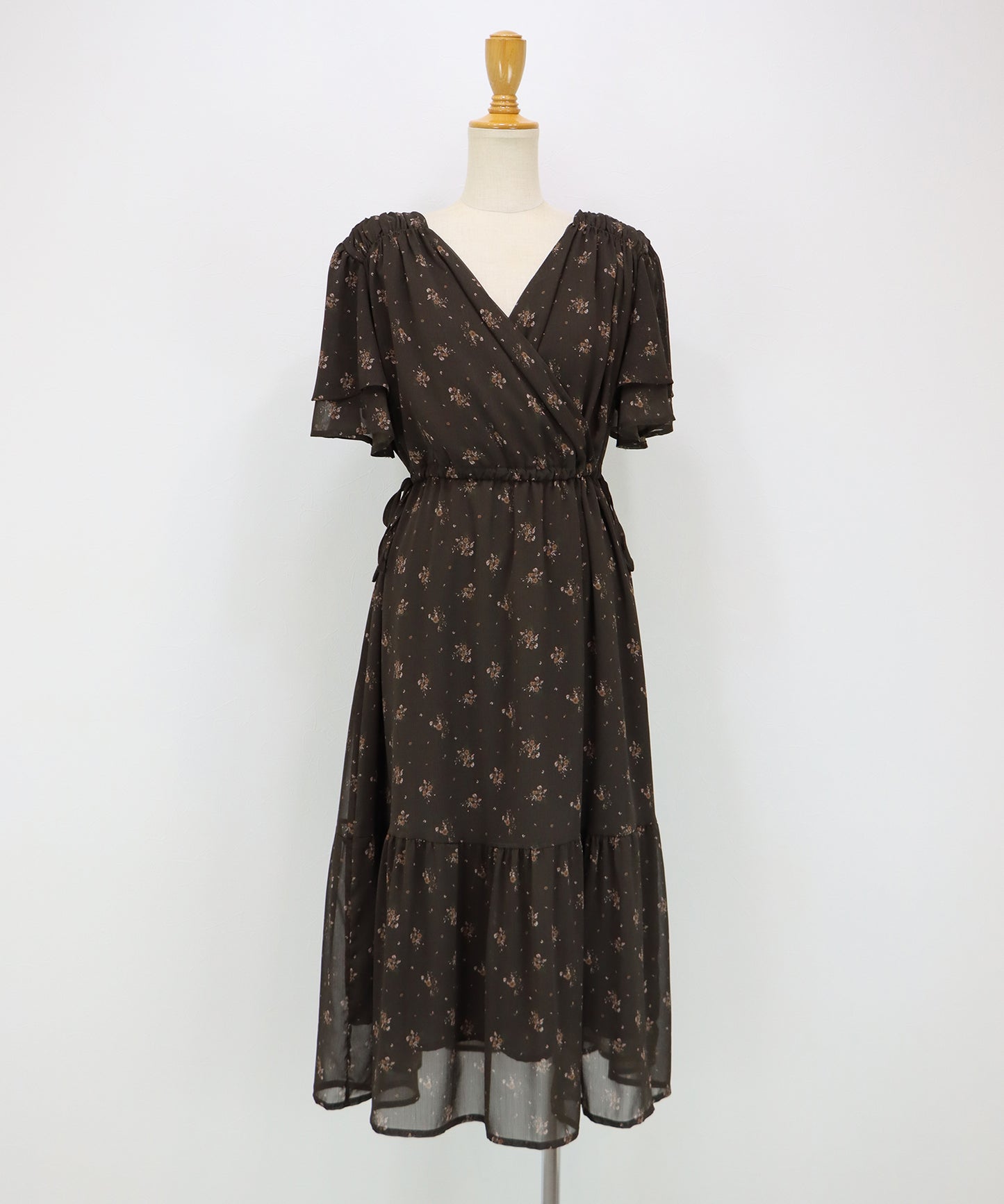 《選べる着丈》シフォンプリントカシュクールワンピース
