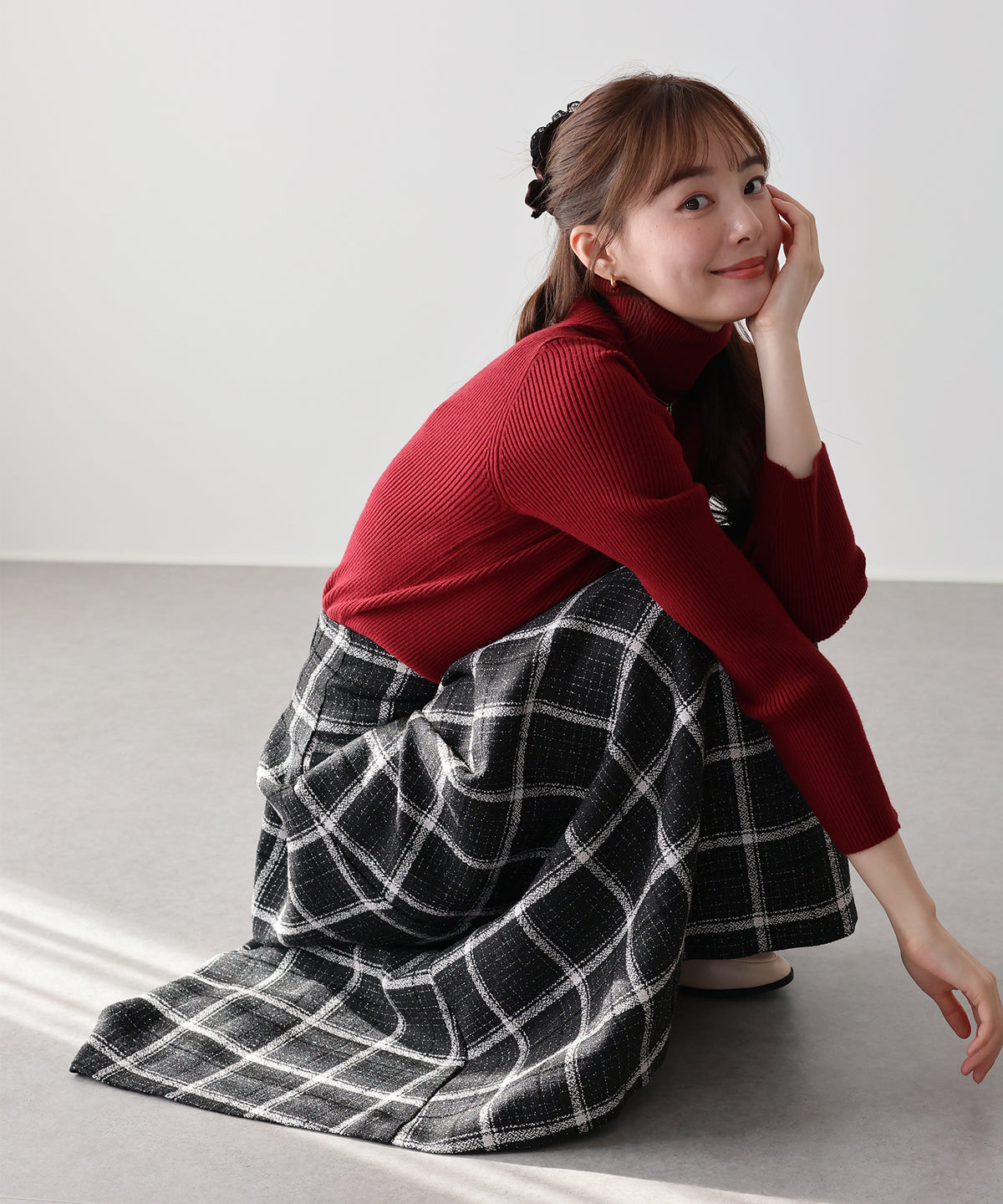 【早割5％OFF】ツイードチェックパネルスカート