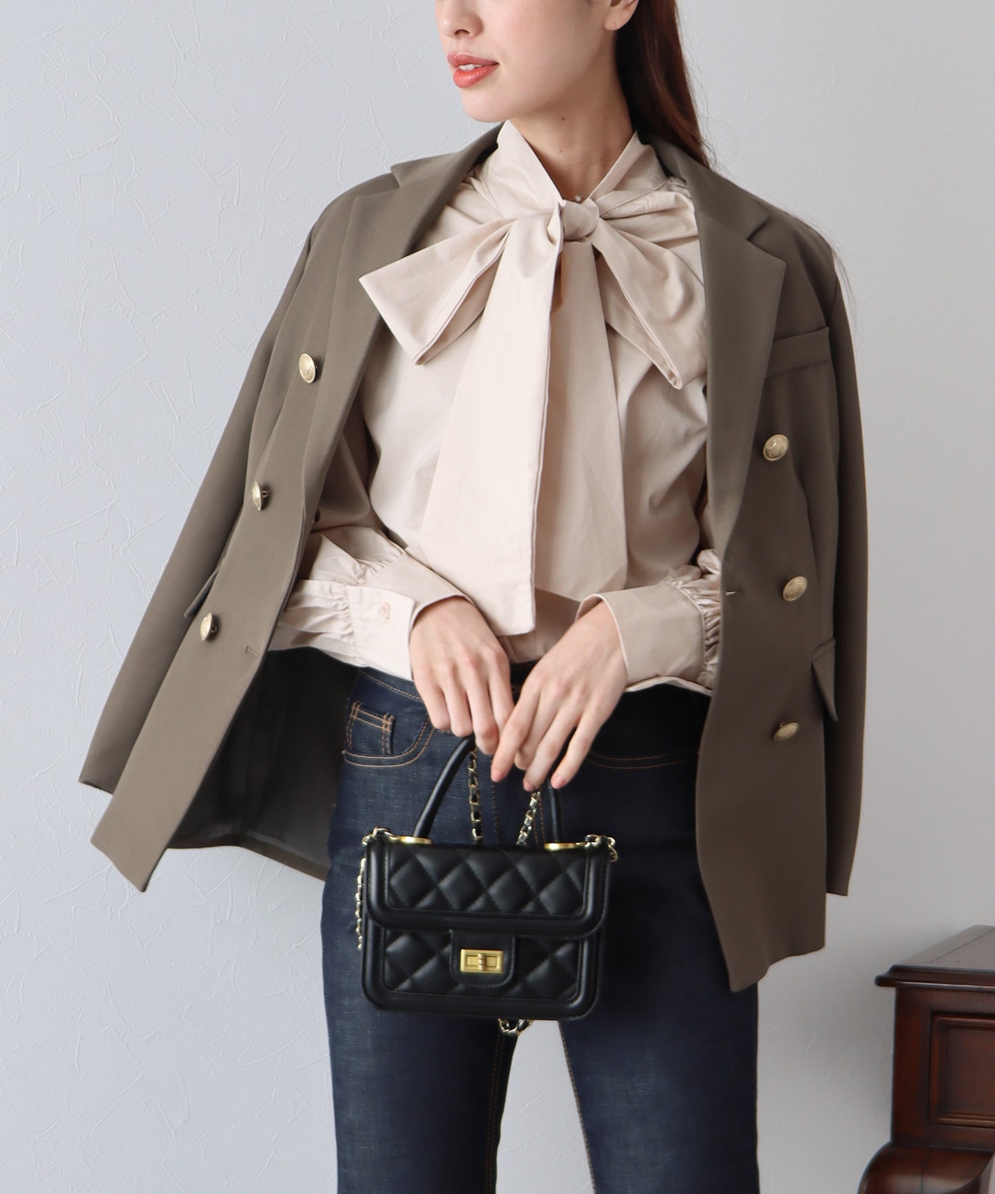 【ウォッシャブル】金ボタンダブルジャケット