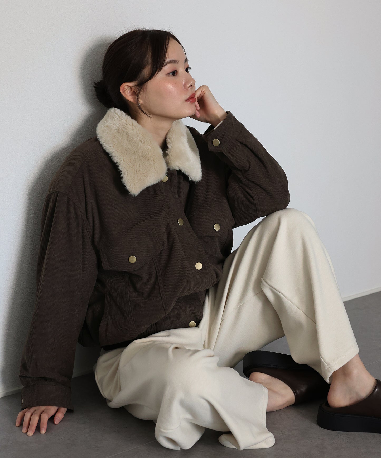 【早割5％OFF】ボア襟付きコーデュロイブルゾン